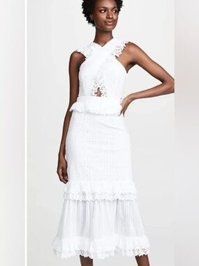 Alice McCall Ruffled broderie anglaise cotton midi dress (NWT)